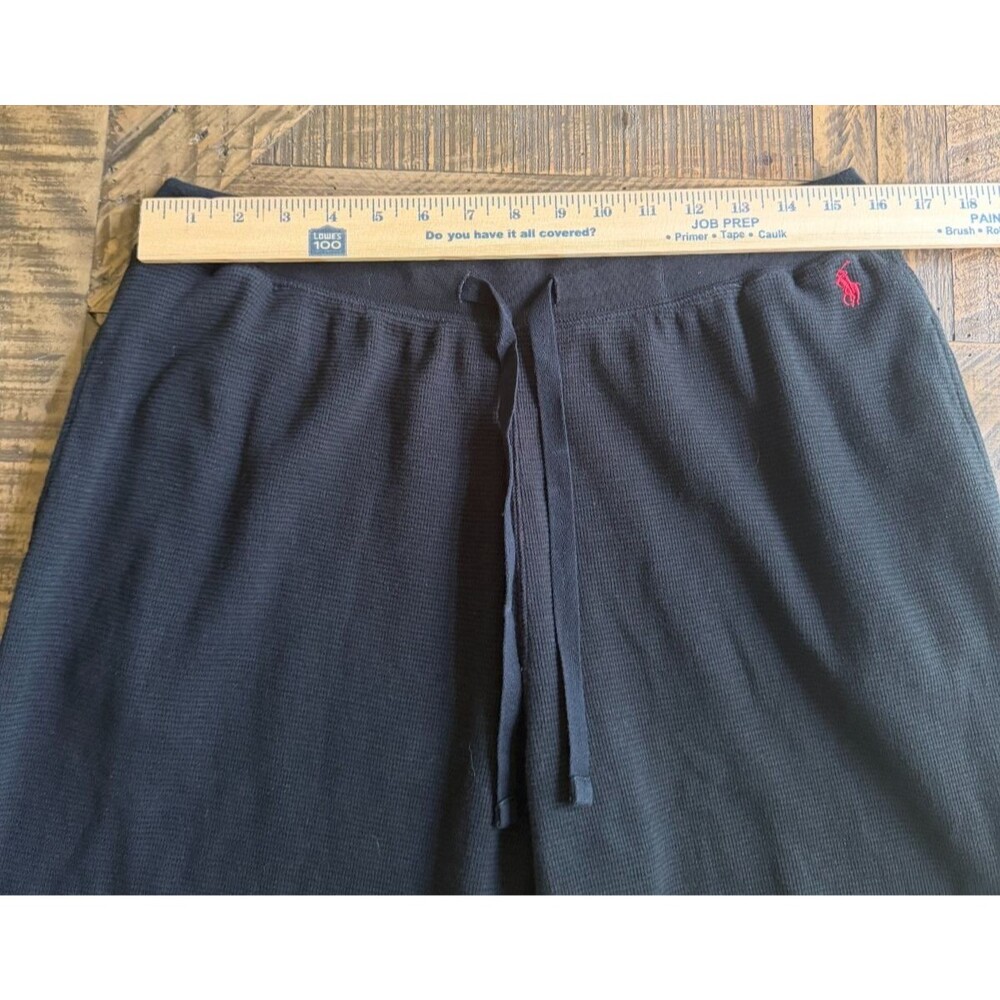 Polo Ralph Lauren Black Waffle Knit Lounge Pants Men’s Large Thermal Pajama - Picture 9 of 10